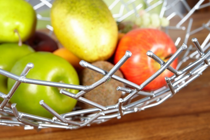 Corbeille de fruit moderne en métal argenté