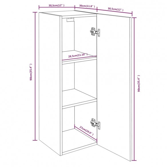 Meubles TV 4 pcs Chêne marron 30,5x30x90 cm Bois d'ingénierie