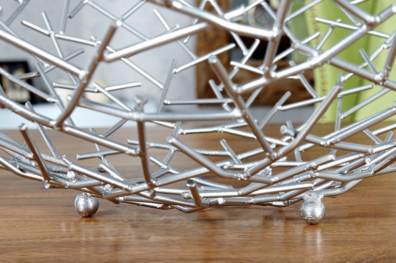 Corbeille de fruit moderne en métal argenté