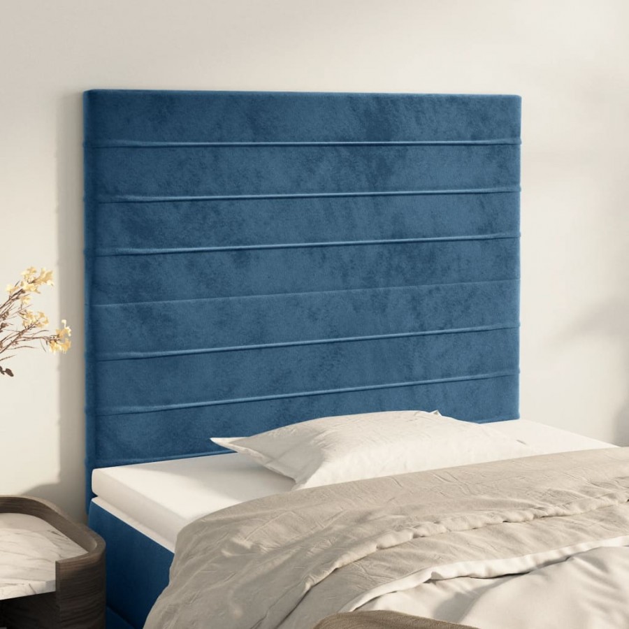 Têtes de lit 2 pcs Bleu foncé 100x5x78/88 cm Velours