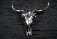 Trophée mural Crâne de taureau en aluminium argenté