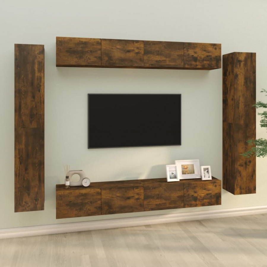 Ensemble de meubles TV 8 pcs Chêne fumé Bois d'ingénierie