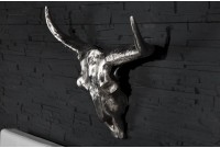 Trophée mural Crâne de taureau en aluminium argenté