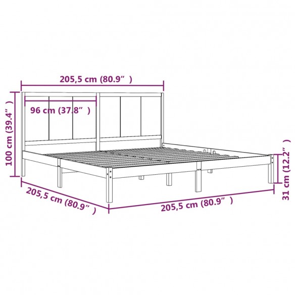 Cadre de lit Marron miel Bois de pin massif 200x200 cm