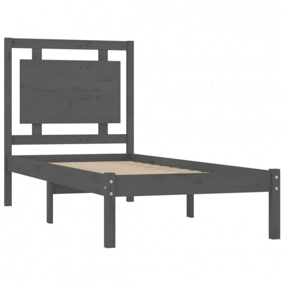 Cadre de lit Gris Bois massif 100x200 cm