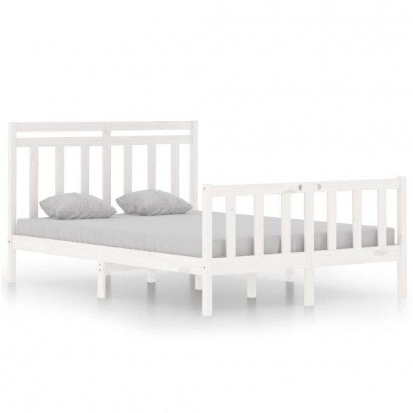 Cadre de lit Blanc Bois massif 120x190 cm Petit Double