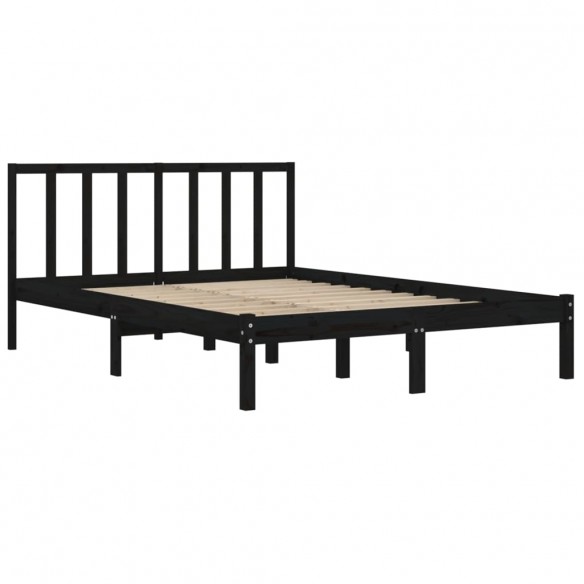 Cadre de lit Noir Bois de pin massif 120x190 cm Petit Double