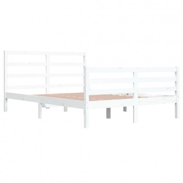 Cadre de lit Blanc Bois de pin massif 160x200 cm