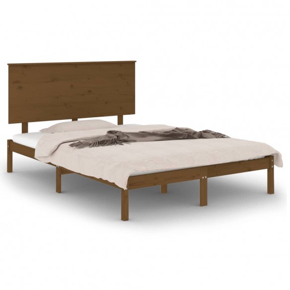 Cadre de lit Marron miel Bois massif 120x190 cm Petit Double