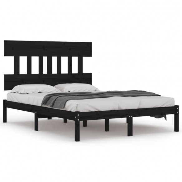 Cadre de lit Noir Bois massif 180x200 cm Super King