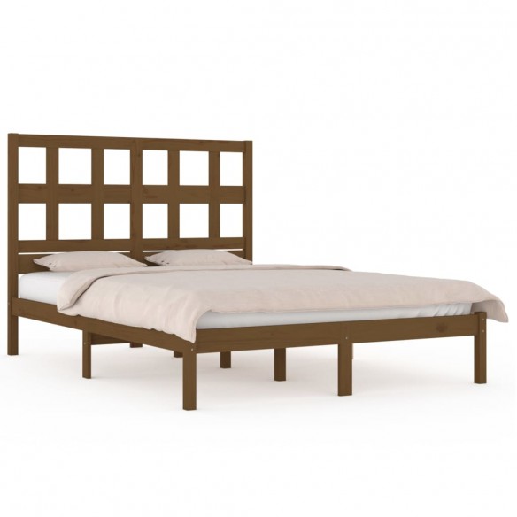 Cadre de lit Marron miel Bois massif 120x190 cm Petit Double