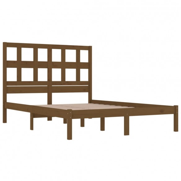 Cadre de lit Marron miel Bois massif 120x190 cm Petit Double