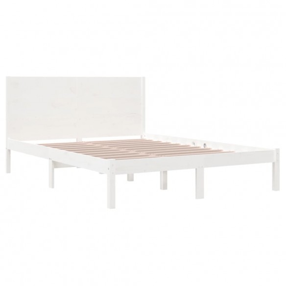 Cadre de lit Blanc Bois de pin massif 120x200 cm