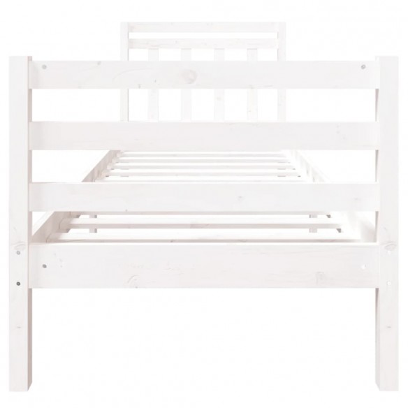 Cadre de lit Blanc Bois massif 75x190 cm Petit simple