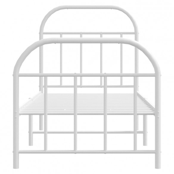 Cadre de lit métal avec tête de lit/pied de lit blanc 75x190 cm