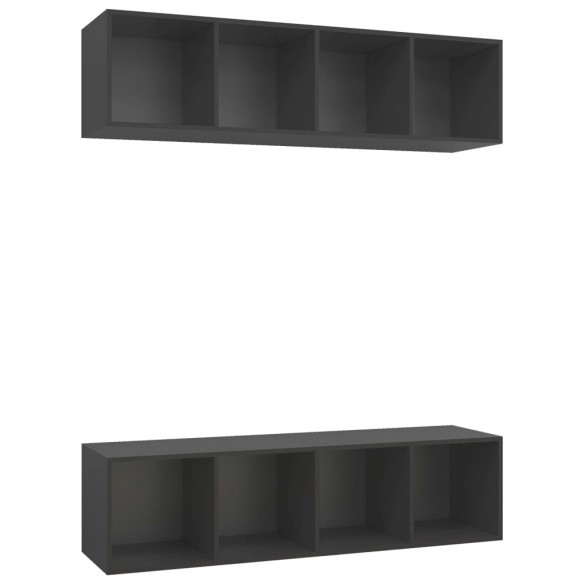 Meubles TV muraux 2 pcs Gris Aggloméré