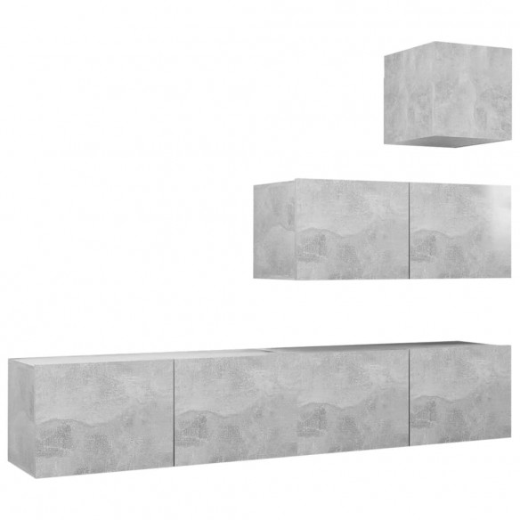 Ensemble de meuble TV 4 pcs Gris béton Aggloméré