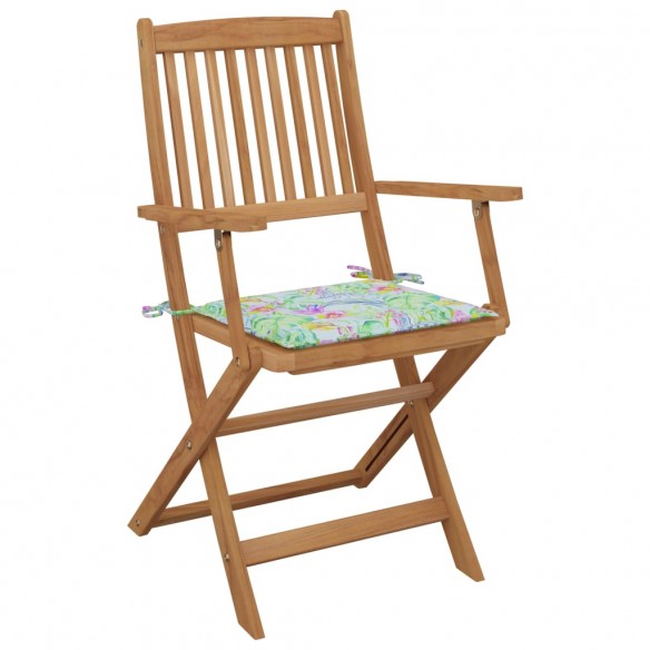 Chaises pliables de jardin 6 pcs avec coussins Bois d'acacia