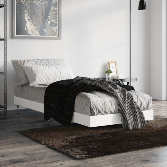 Cadre de lit blanc 75x190 cm bois d'ingénierie