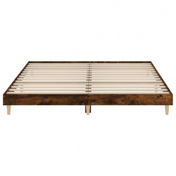 Cadre de lit chêne fumé 200x200 cm bois d'ingénierie