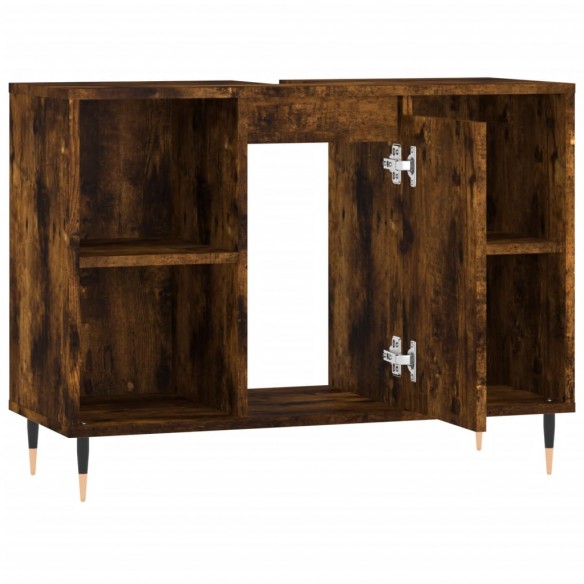 Armoire salle de bain chêne fumé 80x33x60cm bois d'ingénierie