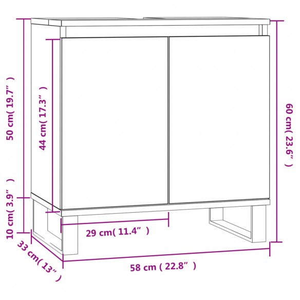 Armoire de bain sonoma gris 58x33x60 cm bois d'ingénierie