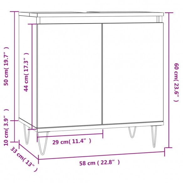 Armoire de salle de bain blanc 58x33x60 cm bois d'ingénierie