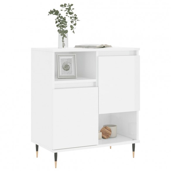 Buffet Blanc brillant 60x35x70 cm Bois d'ingénierie