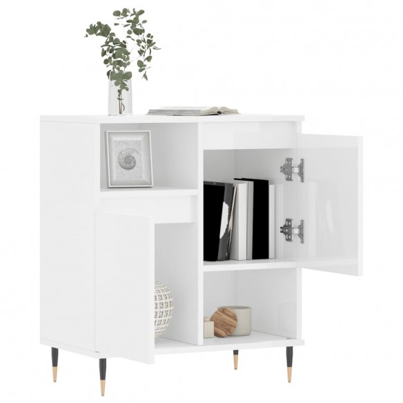 Buffet Blanc brillant 60x35x70 cm Bois d'ingénierie