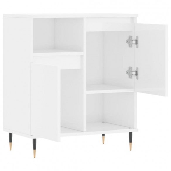 Buffet Blanc brillant 60x35x70 cm Bois d'ingénierie