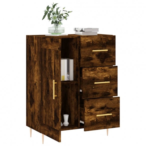 Buffet chêne fumé 69,5x34x90 cm bois d'ingénierie