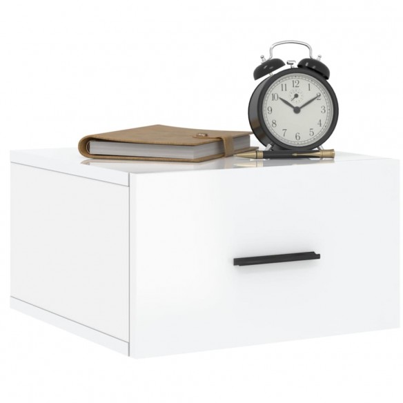 Table de chevet murale blanc brillant 35x35x20 cm