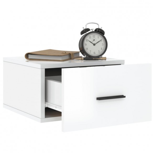 Table de chevet murale blanc brillant 35x35x20 cm