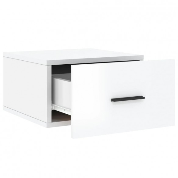 Table de chevet murale blanc brillant 35x35x20 cm