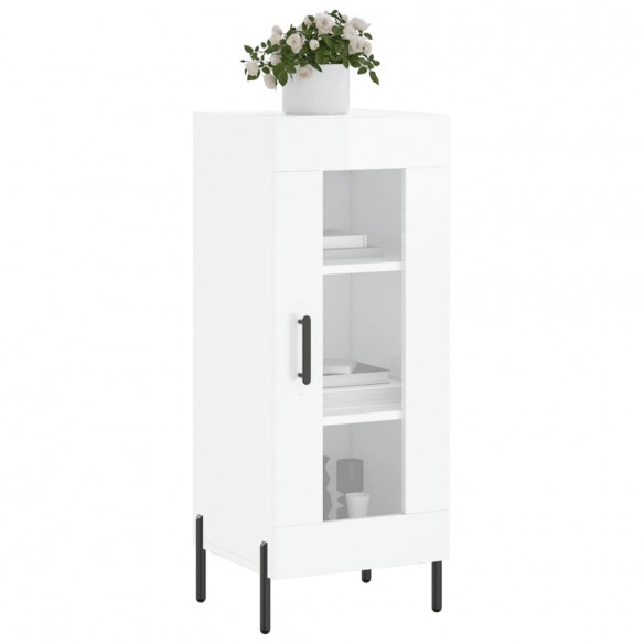 Buffet Blanc brillant 34,5x34x90 cm Bois d'ingénierie