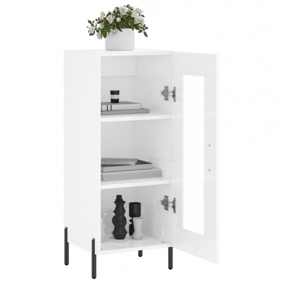 Buffet Blanc brillant 34,5x34x90 cm Bois d'ingénierie