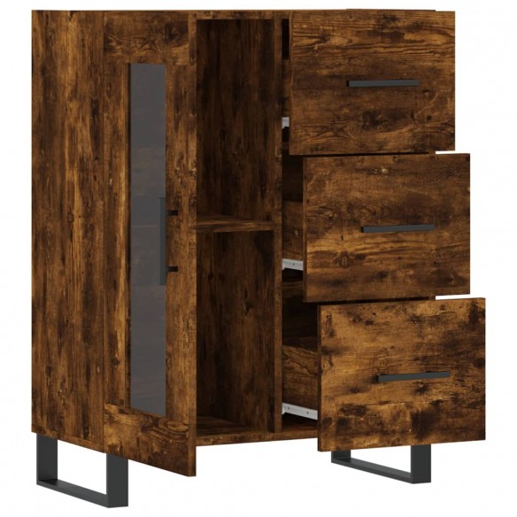 Buffet chêne fumé 69,5x34x90 cm bois d'ingénierie