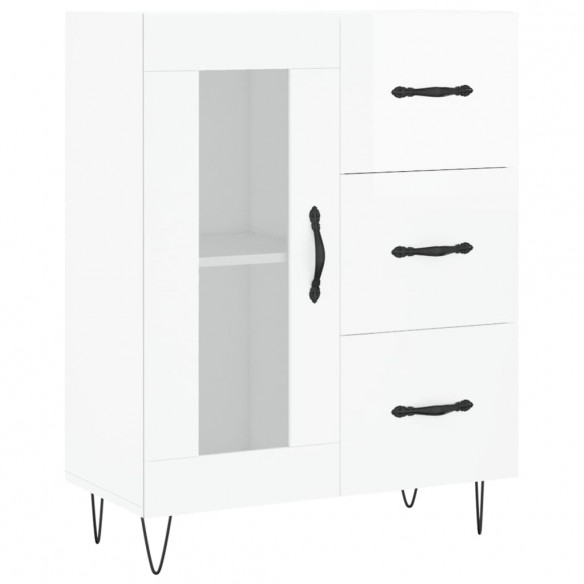 Buffet Blanc brillant 69,5x34x90 cm Bois d'ingénierie