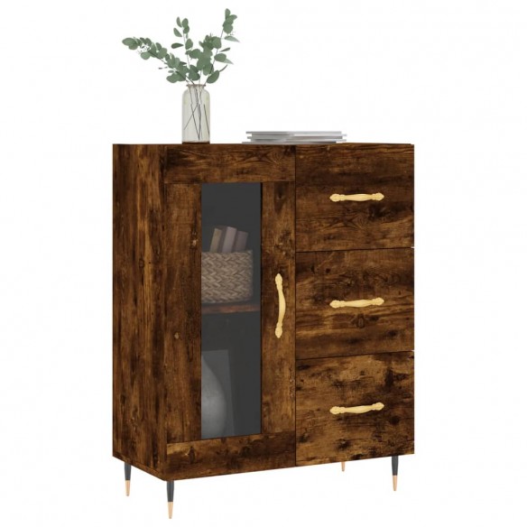 Buffet chêne fumé 69,5x34x90 cm bois d'ingénierie