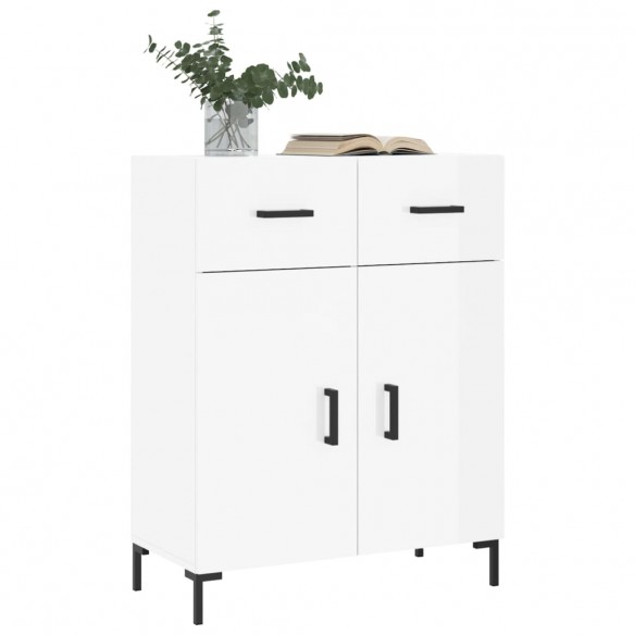 Buffet Blanc brillant 69,5x34x90 cm Bois d'ingénierie