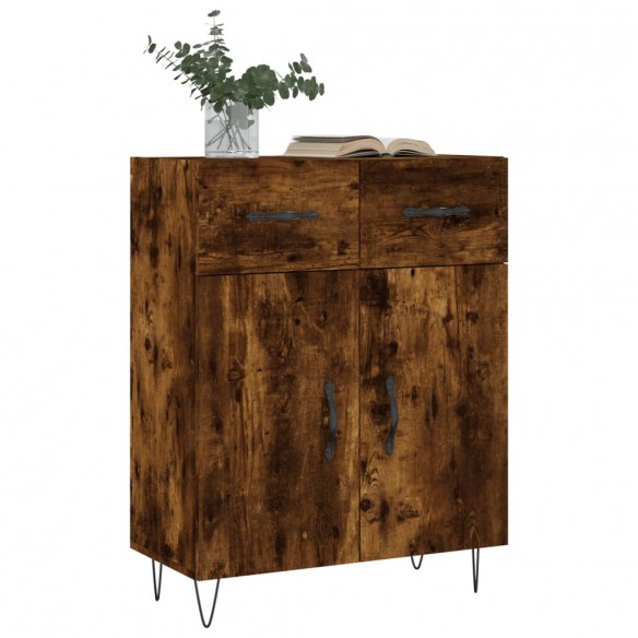 Buffet chêne fumé 69,5x34x90 cm bois d'ingénierie