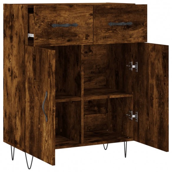 Buffet chêne fumé 69,5x34x90 cm bois d'ingénierie