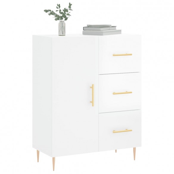 Buffet Blanc brillant 69,5x34x90 cm Bois d'ingénierie