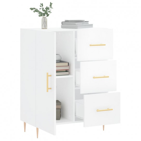 Buffet Blanc brillant 69,5x34x90 cm Bois d'ingénierie