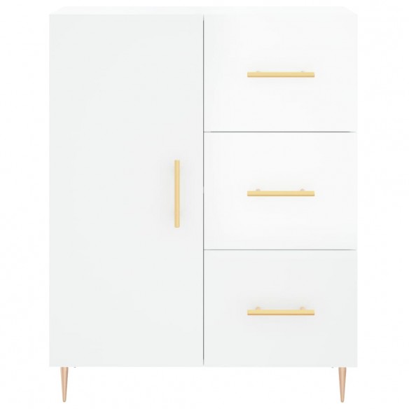 Buffet Blanc brillant 69,5x34x90 cm Bois d'ingénierie