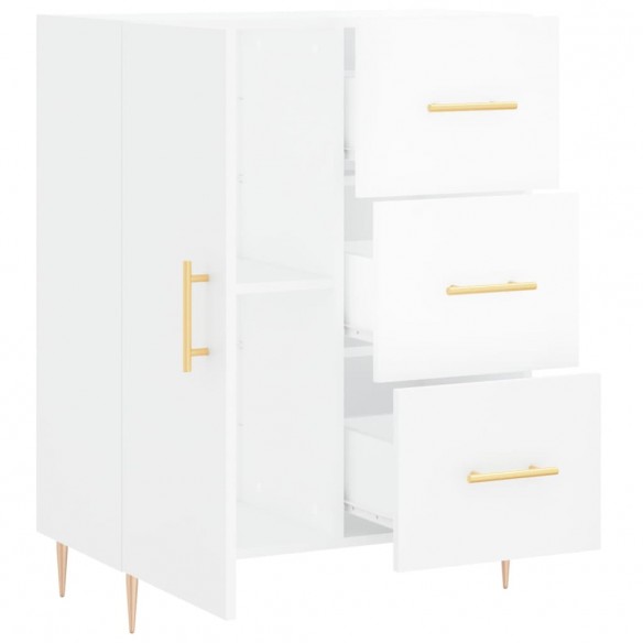 Buffet Blanc brillant 69,5x34x90 cm Bois d'ingénierie