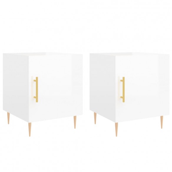 Tables de chevet 2 pcs blanc brillant 40x40x50 cm