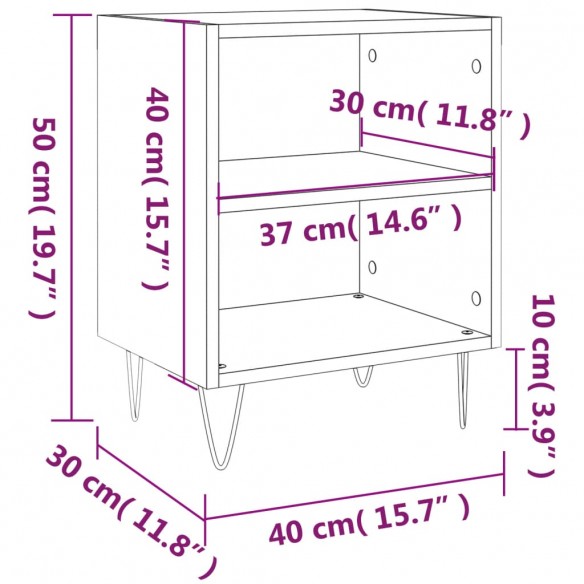 Tables de chevet 2 pcs sonoma gris 40x30x50cm bois d'ingénierie