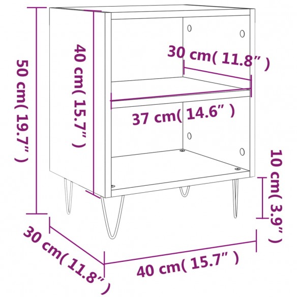 Tables de chevet 2 pcs chêne fumé 40x30x50 cm bois d'ingénierie
