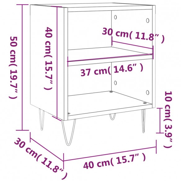 Tables de chevet 2pcs chêne sonoma 40x30x50cm bois d'ingénierie
